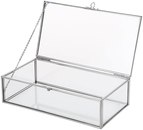 Hipiwe Glass Keepsake Display Box Large Clear Jewelry Lidded Boxes with Lid by Hipiwe
