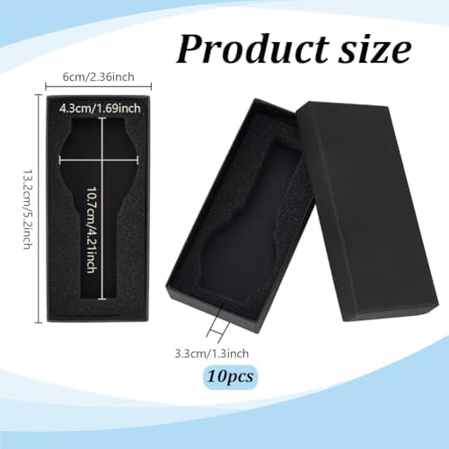 PH PandaHall 10pcs Paper Watch Storage Box,5.2"x2.3"x1.3" Black Cardboard Single Watch Gift Box with Sponge Striped Textured Watch Display Holder for Watch Bracelet Jewelry Display Packing - Image 2