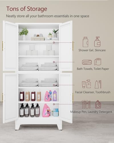 75" Metal Garage Storage Cabinet with 4 Doors 4 Adjustable Shelves - Image 5