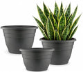 RooTrimmer 3 Pack 11 Inch Plant Pots with Drainage Hole and Plug,Plastic Flower Pots for Indoor & Outdoor Plants,Lightweight Plant Pots Perfect for Herbs,Flowers & Succulents(Gray) by RooTrimmer
