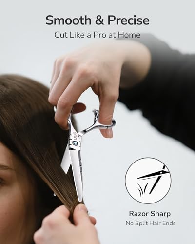 Hair Cutting Scissors, ULG Professional Hair Scissors 6.5” Shark Series Right-Hand Razor Edge Barber Shears Salon Hair Cutting Shears Made of Japanese Stainless Steel, Hand Sharpened Silver - Image 6