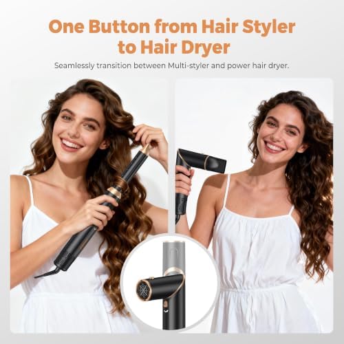 6 in 1 Hair Dryer Brush, Foldable Blow Dryer Brush with Air Styler Curler Wrap, Detachable Hot Air Brush Dry,Volumize, Straight,Curl, Negative Ion Brush Blow Dryer with Diffuser, Hair Styler Tools - Image 6
