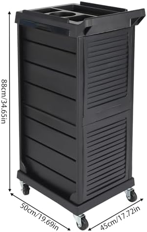7-Layer Black Salon Trolley Cart, Multi-Function Rolling Salon Spa Service Cart, Rolling Hair Cart Organizer with Secure Lock, Mobile Stylist Storage Station for Beauty Hairdressing Shops - Image 6