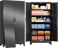 79" Black Metal Storage Cabinet with 2 Doors and 5 Adjustable Shelves,Steel Garage Tool Cabinet, File Cabinet,Kitchen Pantry Cabinet for Home,Office,Garage,School,Warehouse by BAOLIWO