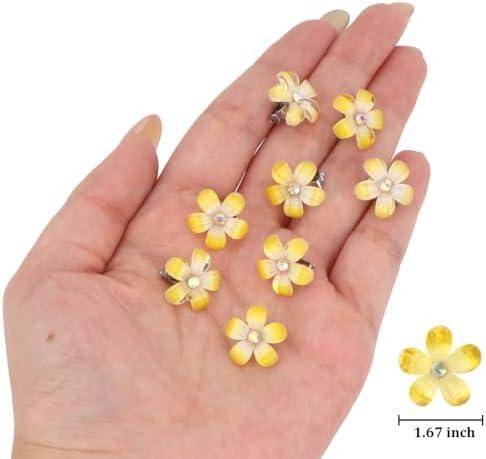 YISSION 20Pcs Mini Ombre Yellow Flower Hair Clips Shiny Women Girls Wedding - Image 6