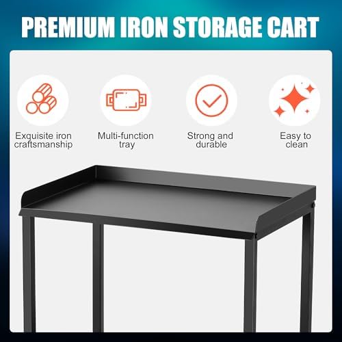 Poarmeey 3-Tier Salon Cart on Wheels, Large Metal Storage Trolley - Image 3