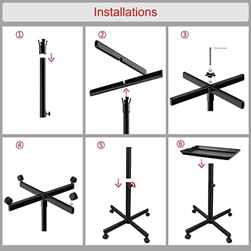 Salon Tray on Wheels, Black Metal Feet Salon Tray Cart, Adjustable Height - Image 5