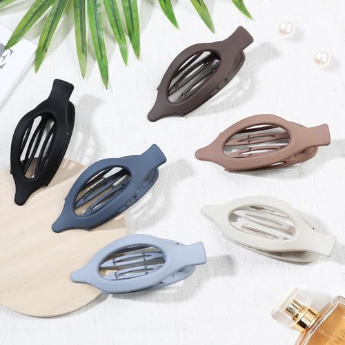 Flat Hair Clips for Women - 6 PCS French Flat Claw Clips Medium Hair Clips for Girls Large Hair Claw Clips for Thick or Thin Hair Strong Hold No Slip Hair Accessories for women (Brown Grey) - Image 2