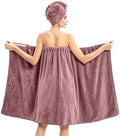 Absorbent Towel Wrap for Women Wearable Bath Towel Set with Hair Turban by MakemadeDIY
