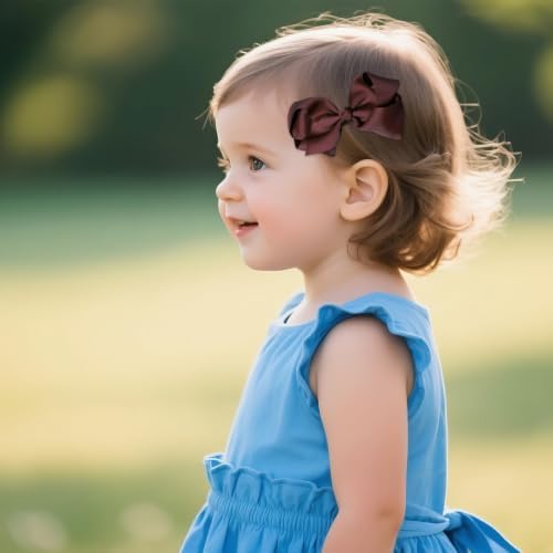 baotongle 11pcs Wine Red School Hair Accessories Set Uniform Hair Bow Headband Clips Hair Ties Curly Bows for Little Toddler School Girls(Wine Red) - Image 5