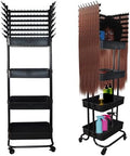 Braiding Hair Rack with 196 Pegs, Hair Extension Holder with 4 Tiers Storage Cart, Classical Black Braiding Rack Stand for Hair Braider, Sturdy Hair Rack for Salon, Home, Braiding School by ICCTUO