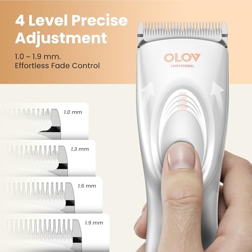 Hair Clippers for Men, Cordless Hair Clipper Kit, Adjustable 4 Length Setting, 2-Speed Settings, Replaceable Ceramic Blade Heads, Rechargeable Hair Clippers for Family (White) - Image 2