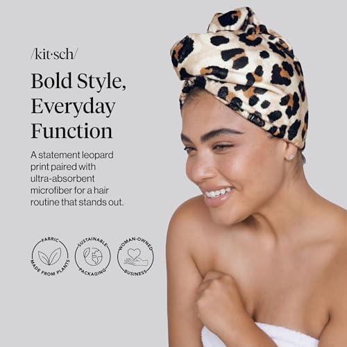 Kitsch Microfiber Hair Towel Wrap for Women - Leopard - Image 2