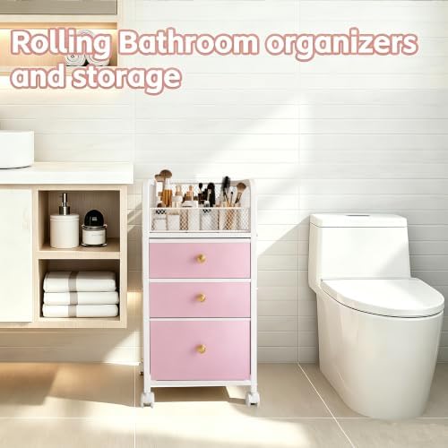 Rolling Makeup Vanity Cart Makeup Organizer with Drawers for Girls - Image 5