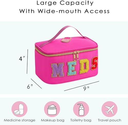 uekeboag Chenille Letter MEDS Nylon Makeup Bag(15Hot Pink) - Image 2