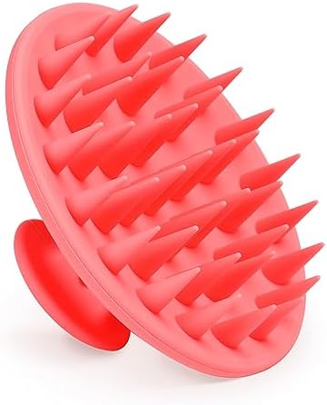 Meartchy Silicone Scalp Massager Shampoo Brush, Scalp Brush for Hair Growth & Dandruff Removal, Hair Scrubber Scalp Stimulator Exfoliator Brush with Soft Bristles for Wet Dry Scalp Care (Rose Red) by Meartchy