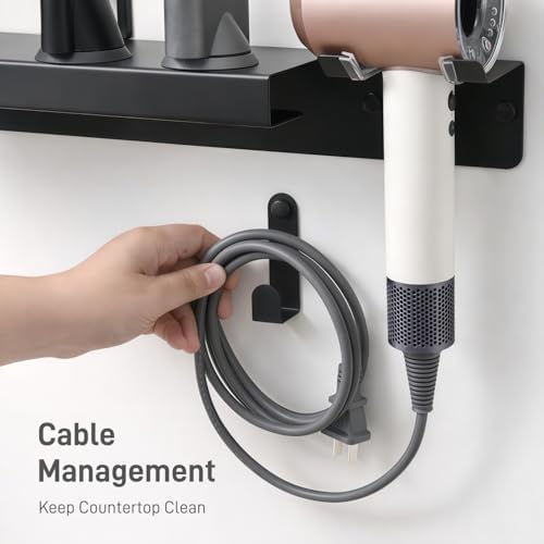 Dyson Hair Dryer Holder, Dyson Hair Dryer Wall Mount with Magnetic Attachment Storage, Dyson Blow Dryer Holder SUS304 Stainless Steel with Cable Management for Bathroom Salon PTALSEAW - Image 4