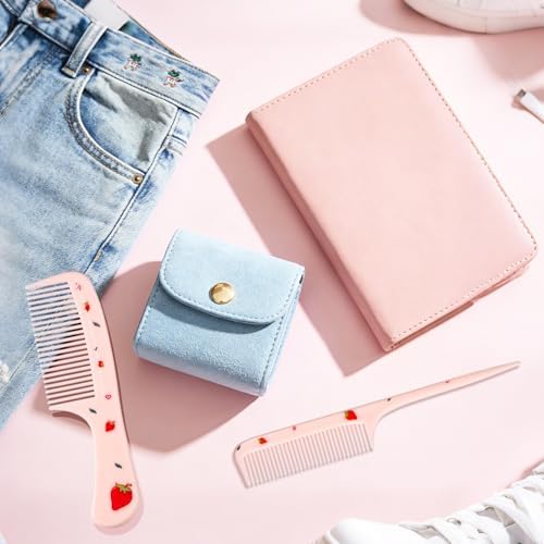 2pcs Baby Hair Comb Set, Pink Strawberry Mini Fine Tooth & Rat Tail Comb - Image 6