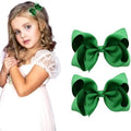 3 Inch Green Hair Bow Clips for Girls - Set of 2 by Ronger2000