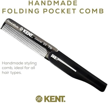 Kent 20T Black Graphite Handmade Folding Pocket Comb for Men, Fine Tooth Hair Comb Straightener for Everyday Grooming Styling Hair, Beard or Mustache, Use Dry or with Balms, Saw Cut, Made in England - Image 3