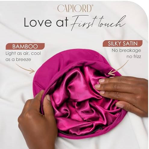 Silk Satin Hair Bonnet for Sleeping - Black Women & Men's Sleep Cap - Image 2