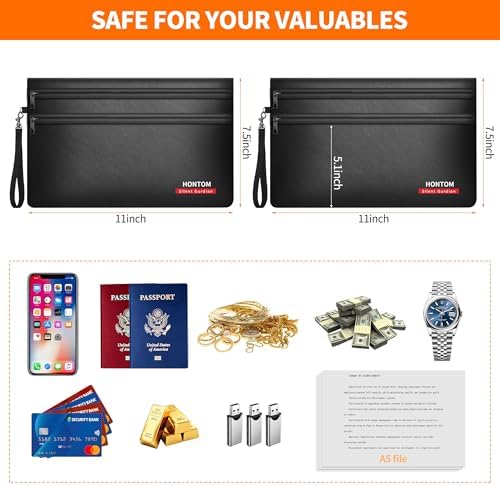 6400℉ Fireproof Money Bags 2 Pack with Hidden Dual Zipper, 11x7.5 Inch - Image 4