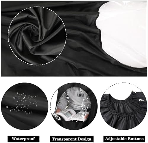 FEBSNOW Black Barber Cape with See Through Window and Neck Duster Brush - Image 3