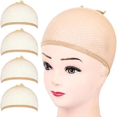 FANDAMEI Wig Cap, 4PCS Light Brown Mesh Wig Cap Net, Closed End Hair Mesh Net Wig Caps, Liner Weaving Caps for Women, Men, Kids by FANDAMEI