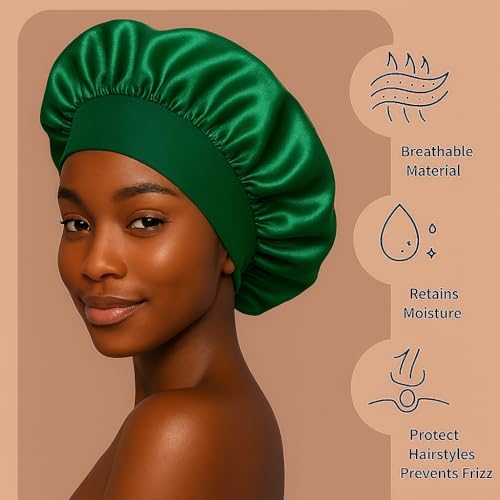 Satin Bonnet – Sleep Bonnet for Women and Men Curly Hair, Braids, and Natural Hairstyles (1pck) - Image 5