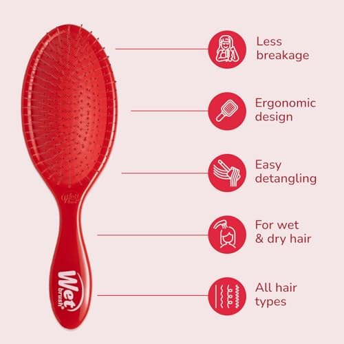 Wet Brush Original Detangler Hair Brush, Poppy Red, For All Hair Textures - Image 5