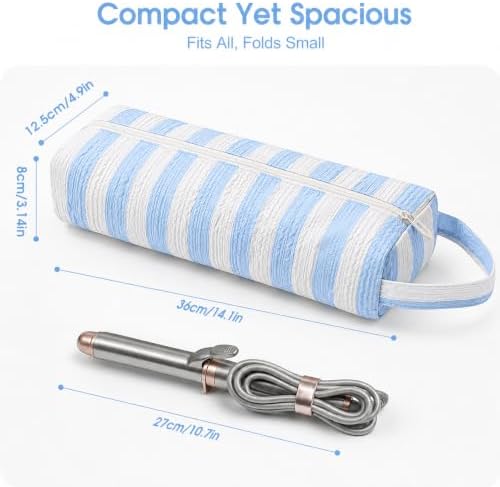 Hair Tools Travel Bag Compatible with Airwrap & Shark FlexStyle, Portable Cute Hair Tool Organizer Case for Curling Iron, Flat Iron & Styling Accessories (Blue Stripe) - Image 2