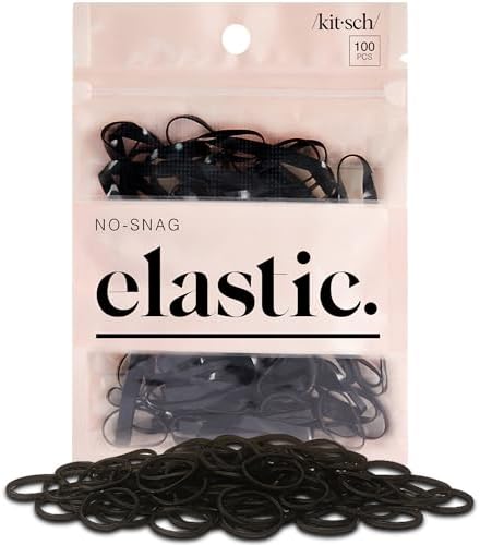 Kitsch No Snag Small Hair Ties - Elastic Rubber Bands for Hair | Women's Hair Elastics - 1 pack, 100pcs (Black) by Kitsch