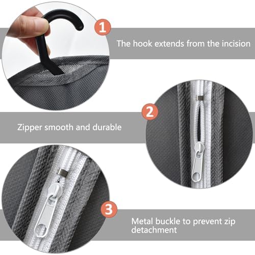 5Pcs 31.5in Hair Extension Holder Wig Storage Bag with Hanger, Grey - Image 5