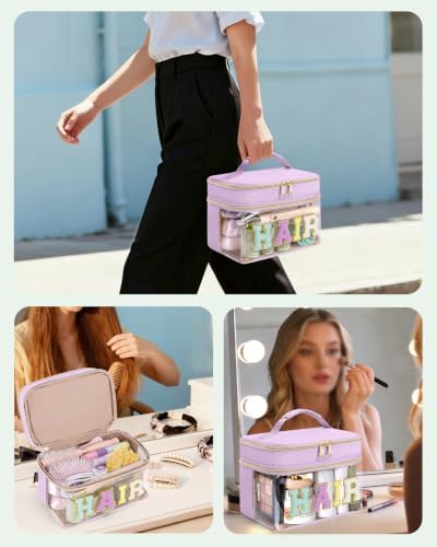 Fasrom Double Layer Hair Accessories Organizer, Preppy Makeup Bag for Girls - Image 6