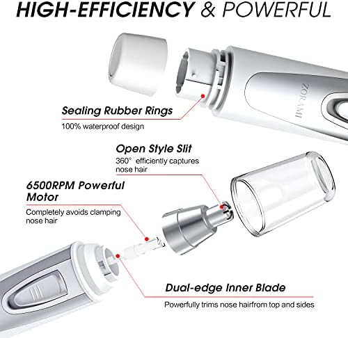 Ear and Nose Hair Trimmer Clipper - 2026 Professional Painless Eyebrow & Facial Hair Trimmer for Men Women,Battery-Operated Trimmer with IPX7 Waterproof,Dual Edge Blades for Easy Cleansing White - Image 4