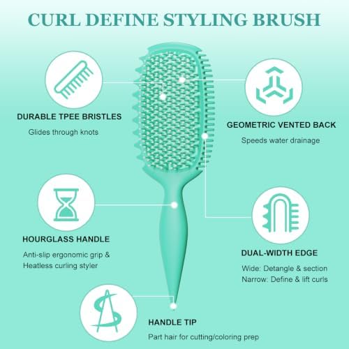 Curl Defining Brush with Wide & Narrow Teeth, Defines & Detangles Men/Women - Image 2