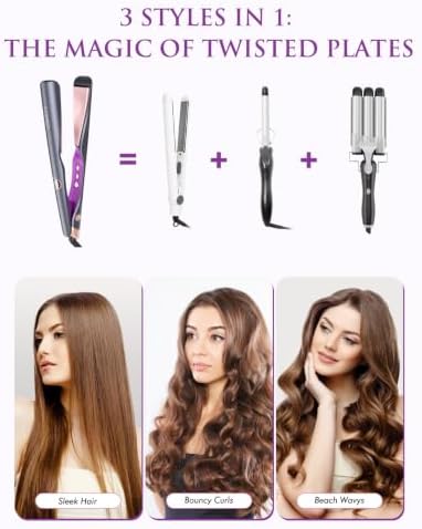 LANDOT 2-in-1 Hair Straightener and Curler, Ceramic Twist Iron Dual Voltage - Image 5