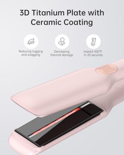 ANNLARY Hair Straightener, 1.75 Inch Flat Iron with Infrared and Ionic Technology, Titanium Plate with Ceramic Coating Dual Voltage Straightener with Heat-Resistant Silicone for All Hair Types - Image 4