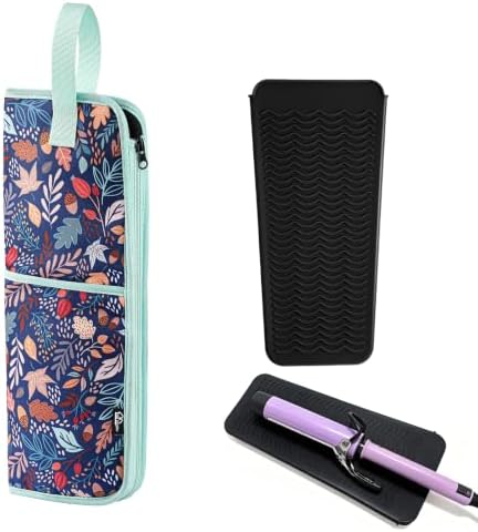 WK IEASON 2 Pieces Curling Iron Travel Bag Case Heat Mat for Hair Tools by WKIEASON