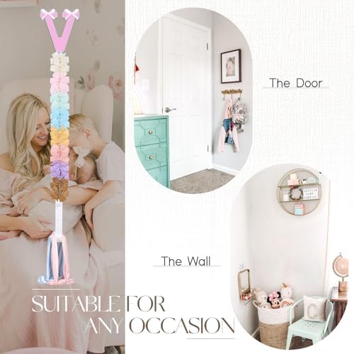 POVETIRE Letter Bow Holder Hair Bow Organizer, Ribbon Hair Clips Storage Hair Bows Hanging Baby Headband Holder Hair Accessories Organizer Display Decors Baby Nursery Toddler Girls Room-V - Image 5