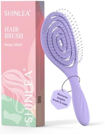 SHINLEA Detangle Hair Brush, Detangling Wet & Dry Spiral Hairbrush for Women, Men, Kids, Vented Detangler for Blow Drying, Glide Through Tangles For All Hair Types (Purple) by SHINLEA