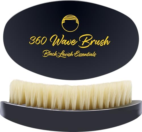 360 Wave Brush, Build Deeper Waves, Soft & Hard Boar Bristle Curved Brushes (Soft Brush, Black) by BlackLavishEssentials