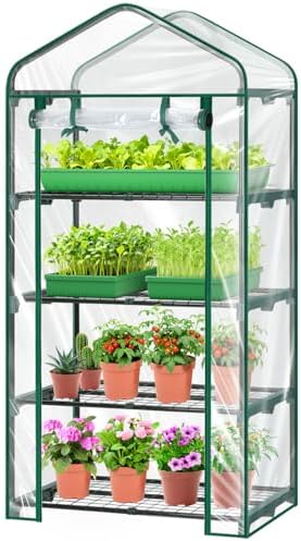 Ohuhu Mini Greenhouse for Outdoors Indoor - Clear PVC Cover 27 x 19 x 62'' by Ohuhu