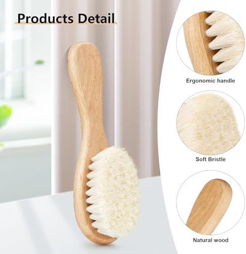 Baby Hair Brush and Comb Set for Newborns & Toddlers | Wooden Baby Brush Set with Soft Goat Bristles l Wood Comb l Purple Cradle Cap Brush| Ideal for Cradle Cap (3 Piece) - Image 2