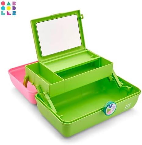Caboodles On-The-Go Girl Makeup Box, Two-Tone Pink on Neon Green, Hard Plastic Makeup Organizer Box, Built-In Mirror, Secure Latch for Safe Travel, Spacious Storage for Large Items - Image 7