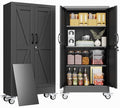 47" Metal Garage Storage Locker Cabinet with Wheels,Rolling Black Lockable Tool Cabinet with 2 Doors and 3 Adjustable Shelves, Steel File Cabinet for Home Office Warehouse Gym by BAOLIWO