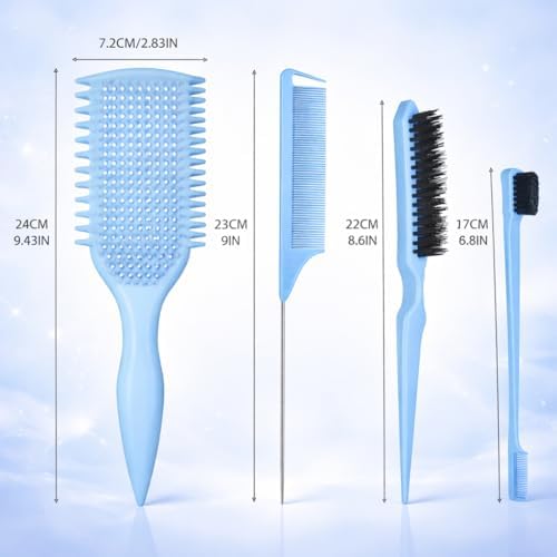 Detangler Brush for Curly Hair, Lightweight Curly Hair Brush with Vented Design for Easy Glide, Effortlessly Detangles Without Pulling or Snagging, Suitable for All Wet and Dry Hair Types (Blue) - Image 4