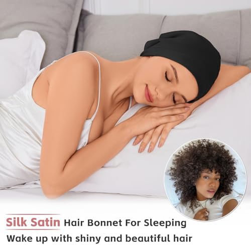 ZHENSILK Silk Bonnet for Sleeping Women, Adjustable Silky Satin Lined Sleep Cap, Silk Hair Wrap Slouch Beanie Hat - Image 2
