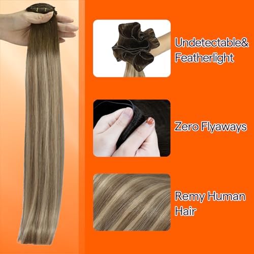 Full Shine Hand Tied Weft Extensions Human Hair for Women 14 Inch 50g - Image 3