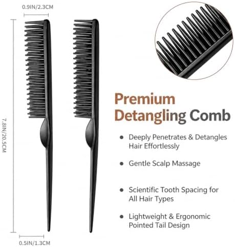 3 Row Comb for Natural Hair, 4PCS Three Row Comb Styling Comb for Curly Hair Natural Hair Detangling, Defining and Separating Curls - Image 2